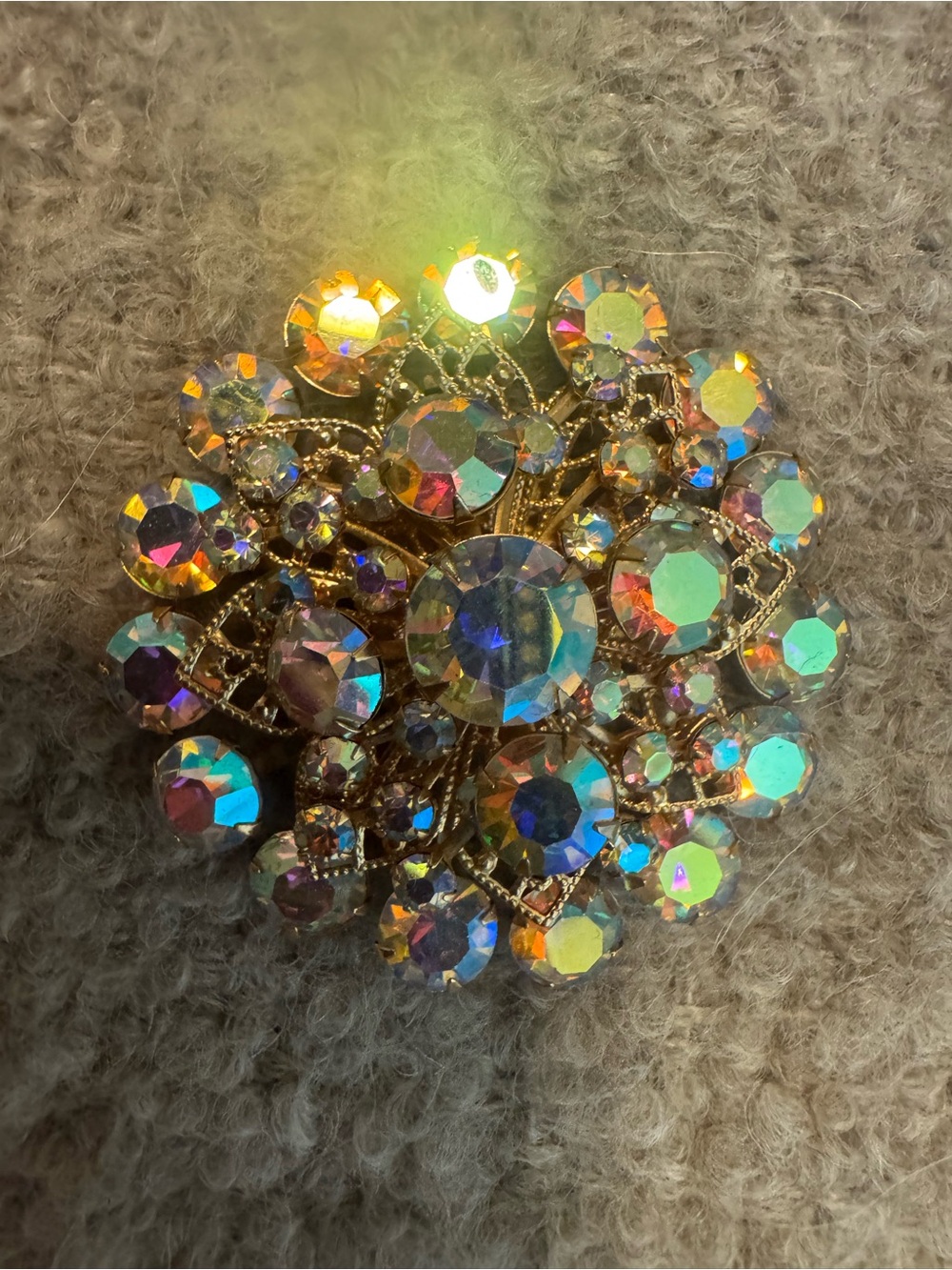 Aurora Borealis Crystal Gold-Tone Brooch - Women Jewelry Brooches